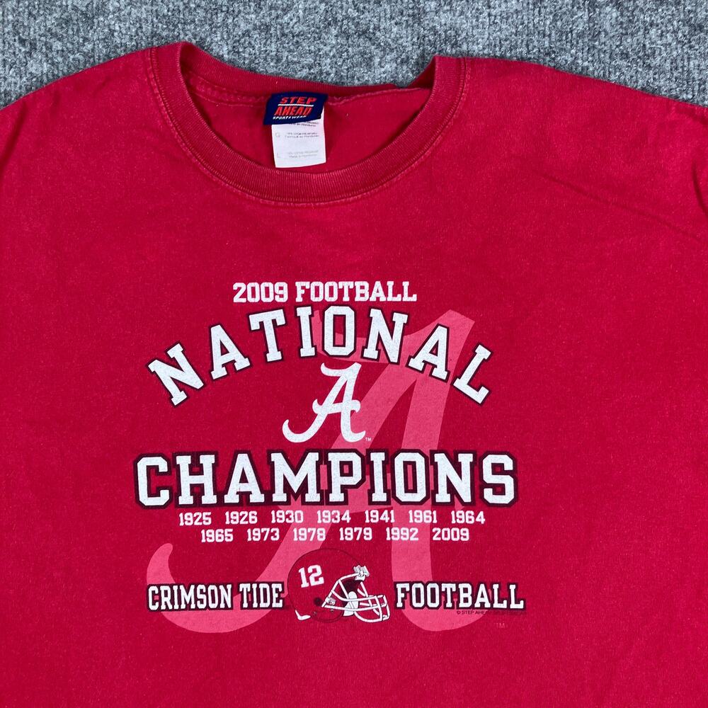 Step Ahead T-Shirt Mens L Red 2009 Alabama Crimson Tide National Champs